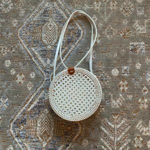 Anthropologie Round Crossbody Rattan Bag
